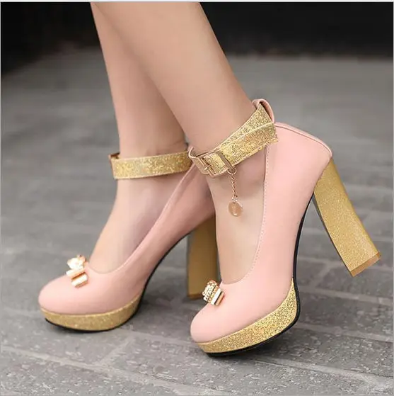 D91871T fashion desain baru chunky heels tinggi tumit