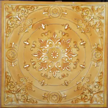 Ceiling Tile Faux Tin Old Yellow Gold Pl18 Lastdecor Buy Ceiling Design Tin Ceiling Tile Ceiling Product On Alibaba Com