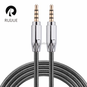 Wholesale factory price 1M 3.5mm male jack stereo metal audio aux cable with mic/speaker