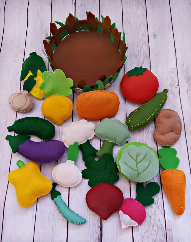 Children Felt Garden Toy Pretend Play Felt Food Toy Toddler Baby Gift