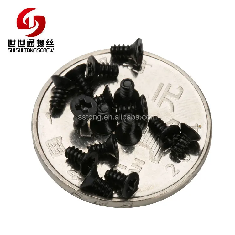 
M1 M2 Small Screw Flat Head Phillips Carbon Steel Black Zinc SSD Screws 