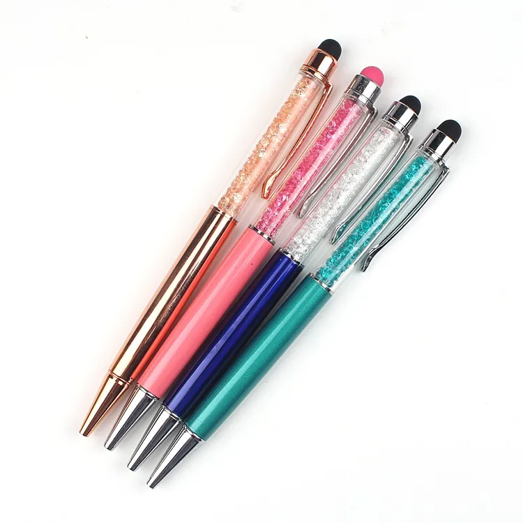 2 In 1 Jewelled Promotional Colorful Luxury Rose Gold Crystal Ball Pen