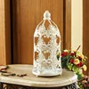 American rural pattern tower iron hollow glass candlestick Christmas holiday decoration metal candlestick