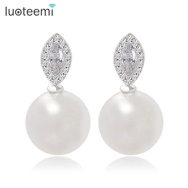 LUOTEEMI Luxury Fashion Wholesales Latest Design Elegant Women Party Wedding Pearl Earrings