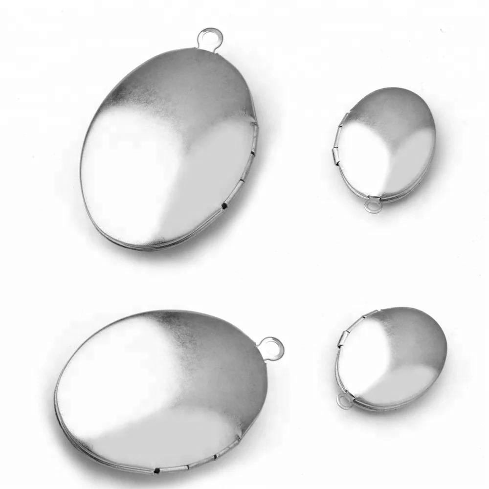 

Stainless Steel Picture Photo Locket Frame Pendants Vintage oval Pendant Silver Tone Cabochon Settings For Woman DIY