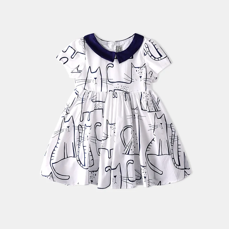 

Hu Sunshine Wholesale Hot Sale Girls Dress Summer Print Cats Cartoon Pink Blue Girls Dresses, N/a