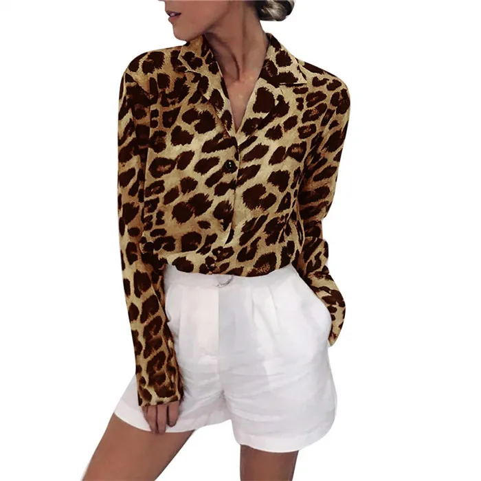 

Women Chiffon Blouse Leopard Print Button Down Shirt Long Sleeve Tops Casual Sweatshirt Pullover, N/a