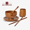Japanese round plate seasoning wooden tableware