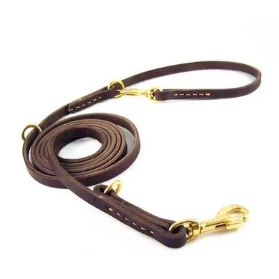 

wholesale luxury hand made hands free slip genuine leather dog leash, Coffee
