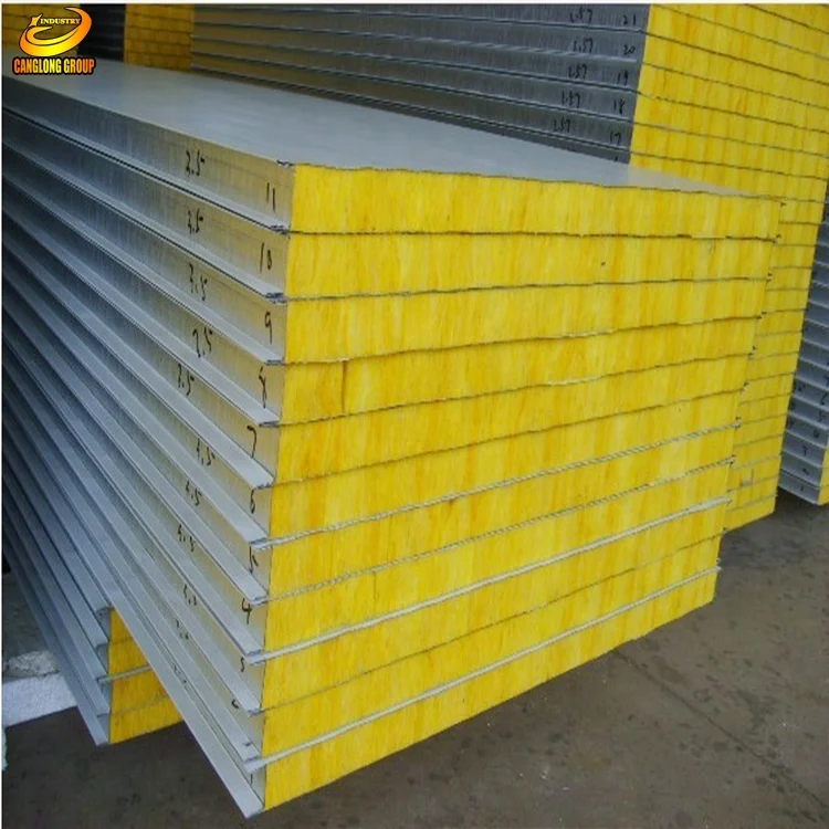 
50mm 100mm 150mm insulated rock wool sandwich panel for wall roof 