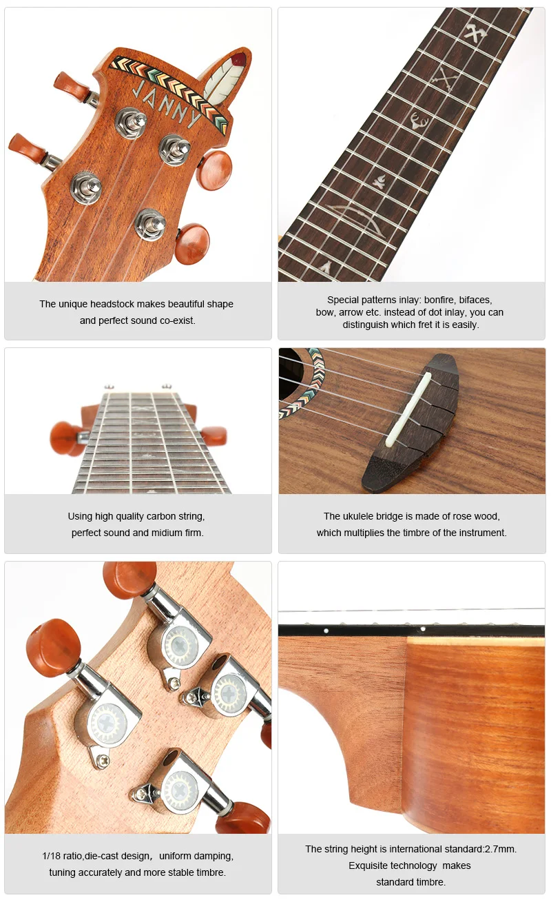 Small Vintage Beginner Best Strings Koa Wood Soprano Wholesale 23