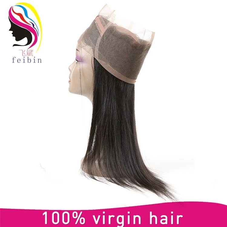 

Hot selling 8A remy brazilian straight human hair 360 lace closure, Natural colors