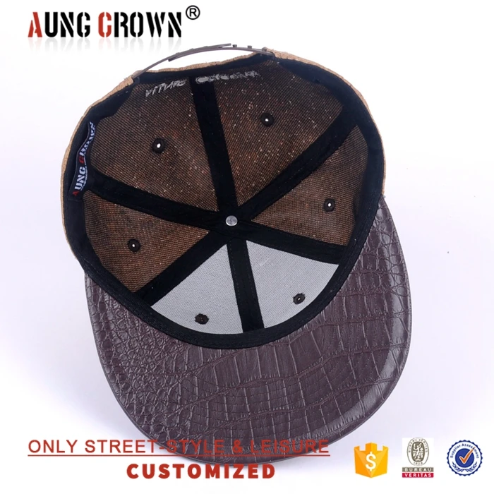 Wholesale Custom Cork Snapback Hat Cap And Leather Brim Hat Buy Wholesale Custom Cork Snapback