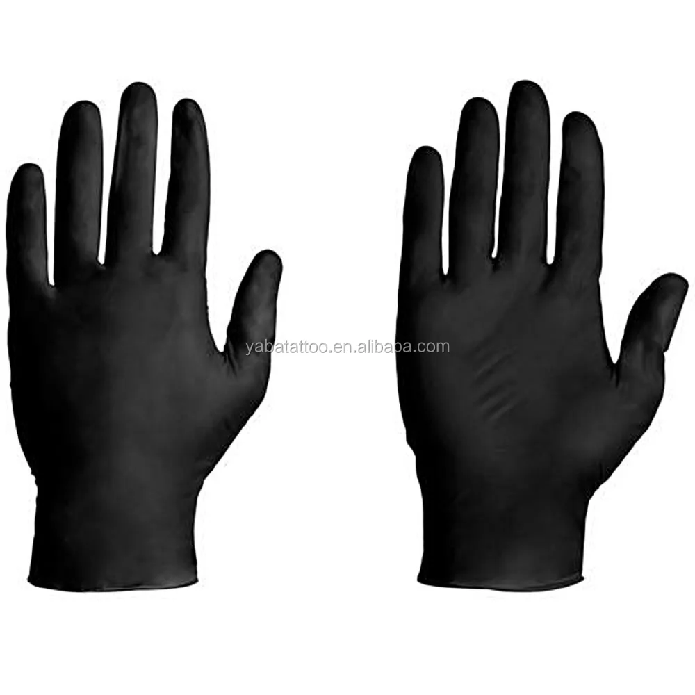
YABA tattoo free ambidextrous latex black tattoo nitrile gloves 