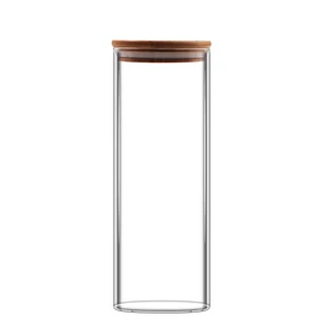 Image of China Suppliers Coffee & Tea Sets Glass Jars With Wood Lid, Glass Jelly Jar