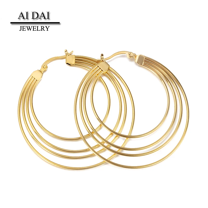 

Latest 18k gold Stainless Steel 3 wire Bohemia Hoop Earring for women, N/a