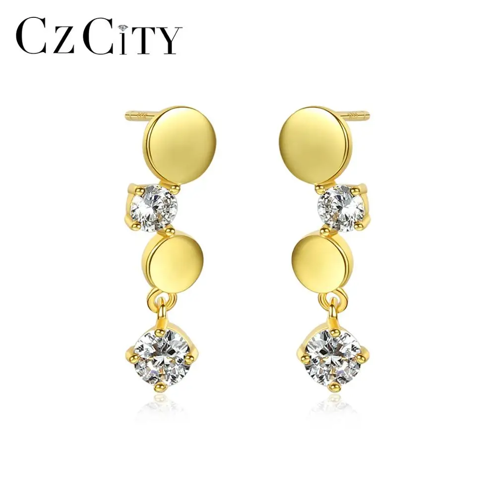 

CZCITY Circle Zirconia Womens Earrings 925 Sterling Silver Bling Stud Earring Birthday Gift for Girls