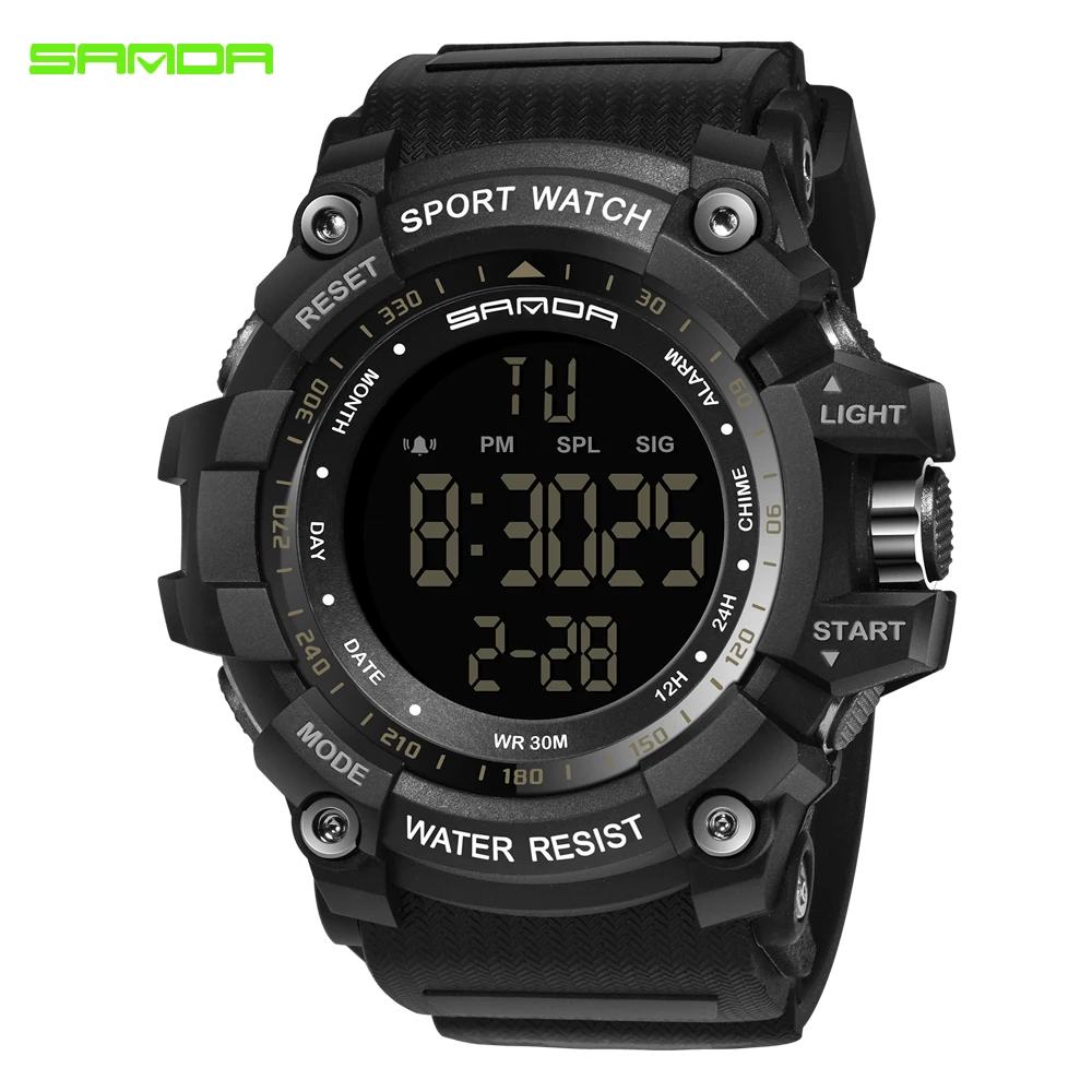 SANDA Watch Men Climbing Sports Wristwatches Big Dial Military Watches G Alarm Shocks Resistant Waterproof Watch saat 359