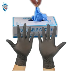 professional black elastic  glue rubber nitrile disposable  gloves for barber salon wash head mix hair dye with dispenser box