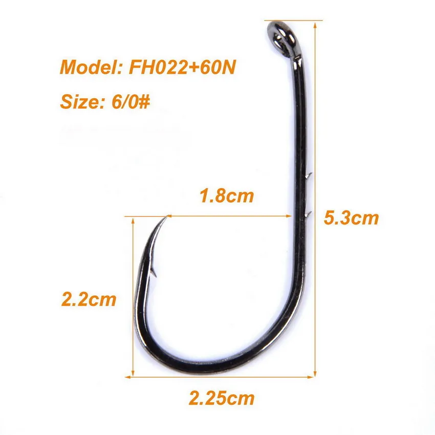 

100Pcs/Pack 6/0# Fishing Hook Fish Hooks BAITHOLDER Black Color Jig Big Single Hook