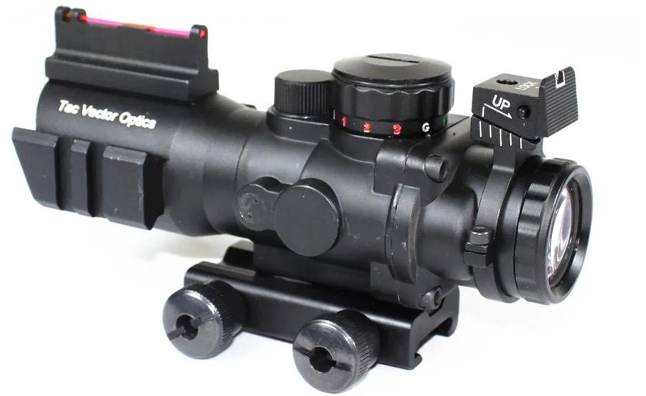 Tactical Vector Optics 4x32 Compact Riflescope Ar15 Scope Fiber Gun