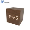 New material MDF kids led wood table standing clock with Thermometer Temp Date