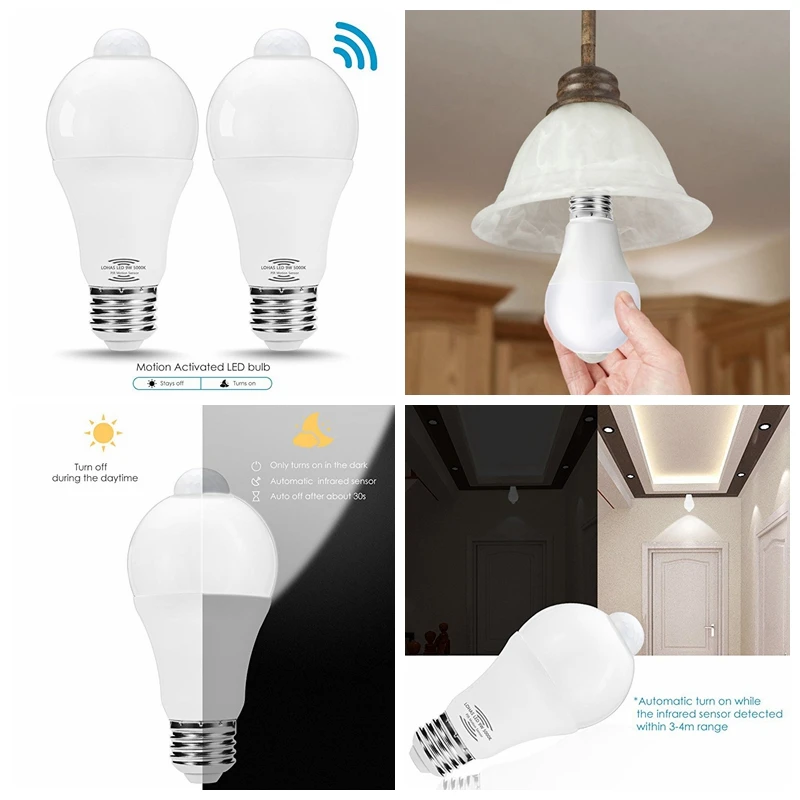 5W,7W,9W Great for House & Garden 3 x SMART MOTION SENSOR LED Light Bulbs B22 