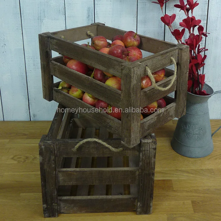 Paulownia Wood Apple Storage Vintage Crates Wholesale