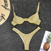 

Wefans 2019 New Design underwire Bikini Push Up Swimsuit Glitter Sparkling Sexy Bikini For Mature Women