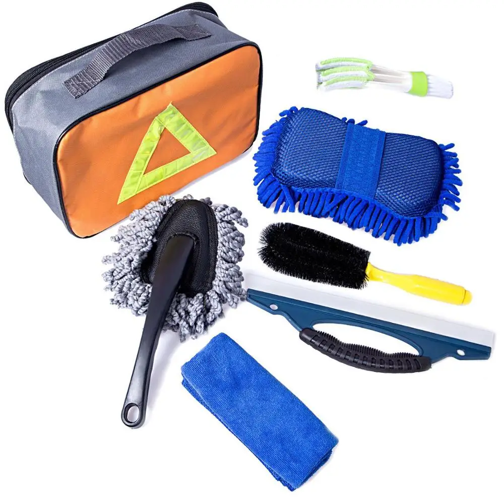 
7 in 1 Car wash detailing cleaning kit set with fabric bag sponge towel brush  (60673721752)
