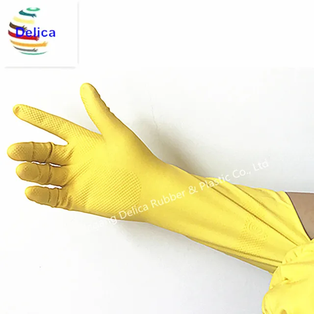 yellow latex gloves