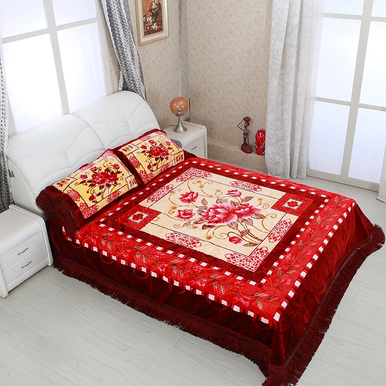 100 Polyester Classic Design 7kg/7.5kg/8kg/8.5kg 4 Pcs Raschel Blanket