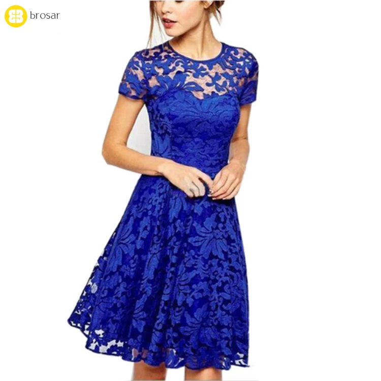 

Plus Size Dress Fashion Women Elegant Sweet Hallow Out Lace Dress Sexy Party Princess Slim Summer Dresses Vestidos, White;red;black;blue
