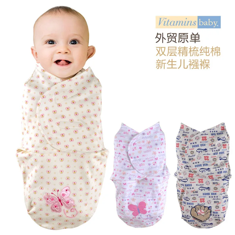 Новорожденный двойной слой ткани 100% спальный мешок трикотажные хлопок vitaminsbaby