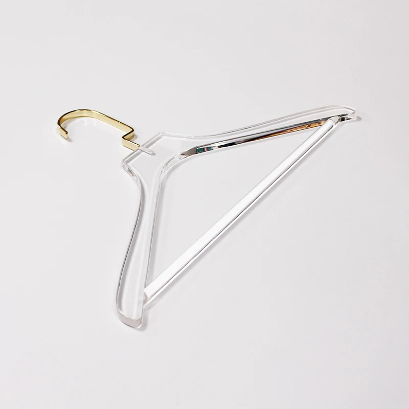

Custom size and logo printing clear acrylic coat suits clothes hanger with bar
