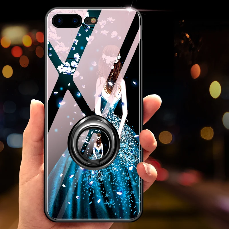 

Glass mobile phone case with car-mounted adsorption magnetic for iphone 6/6s/7/8 for iphone x xr max plus