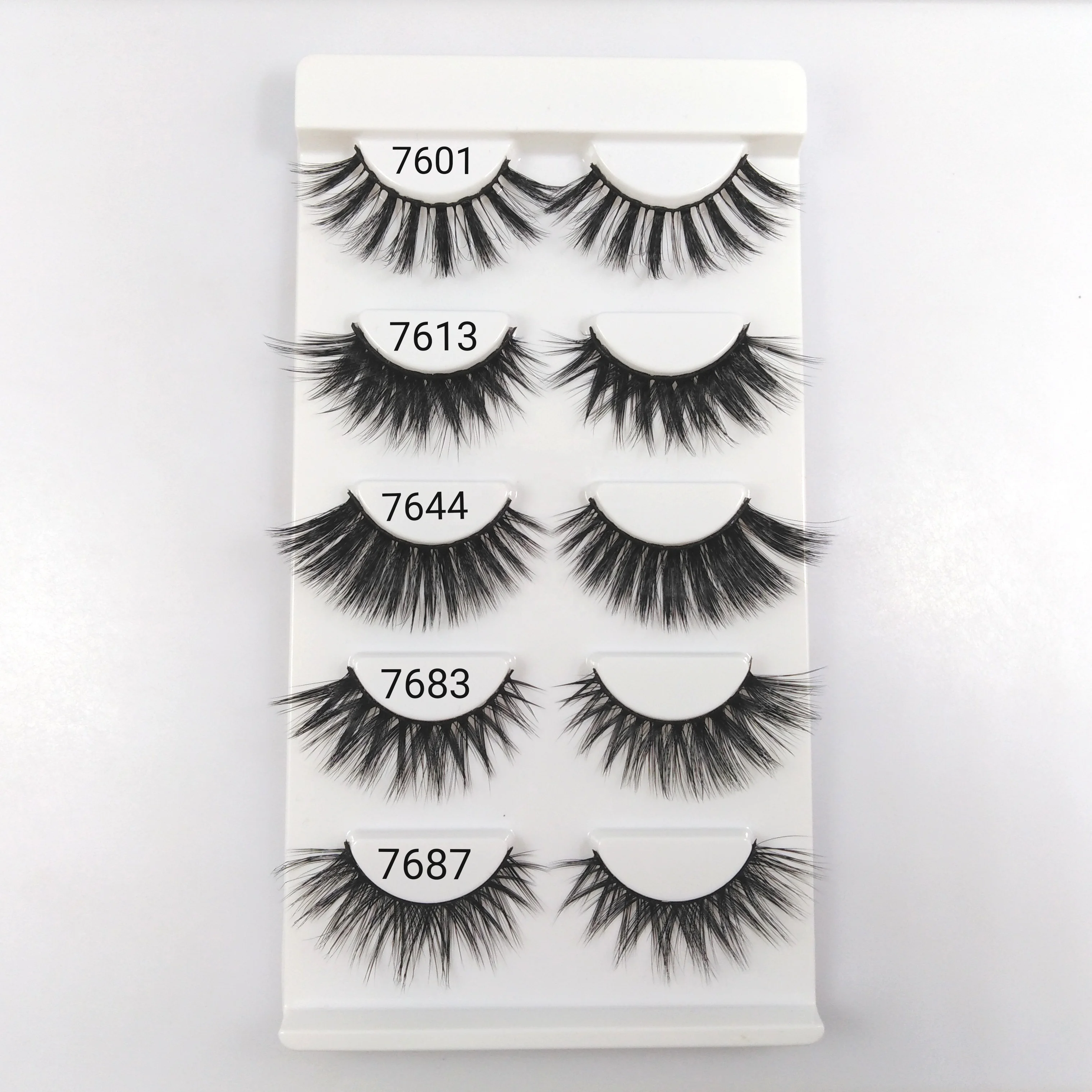 

3D Faux Mink Lashes With 5 Pack Eyelash Packaging Box Wholesale 3D Synthetic Hair False Eyelashes, Natural black