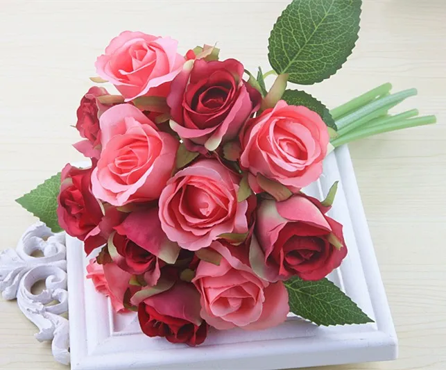 Wholesale High Quality Artificial Silk Flower Bouquet For Bride Wedding