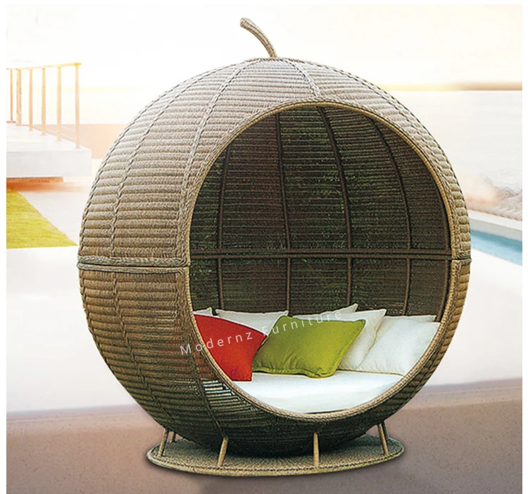 Good Quality Outdoor Wicker Cabana Synthetic Rattan Round Sofa With