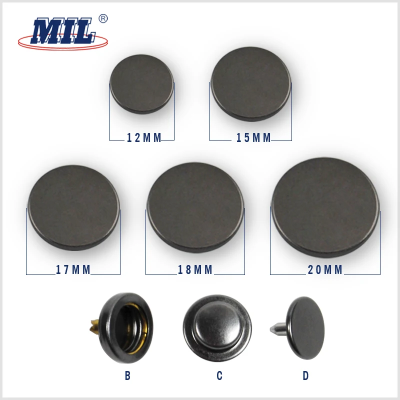 Custom logo classical style paint metal leather jacket snap buttons snap clip buttons