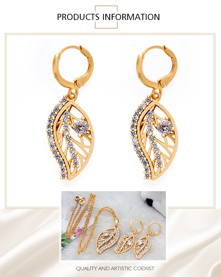 Fashion 18k Fine Gold Plated Bridal Jewelry Sets Dubai Women Wedding