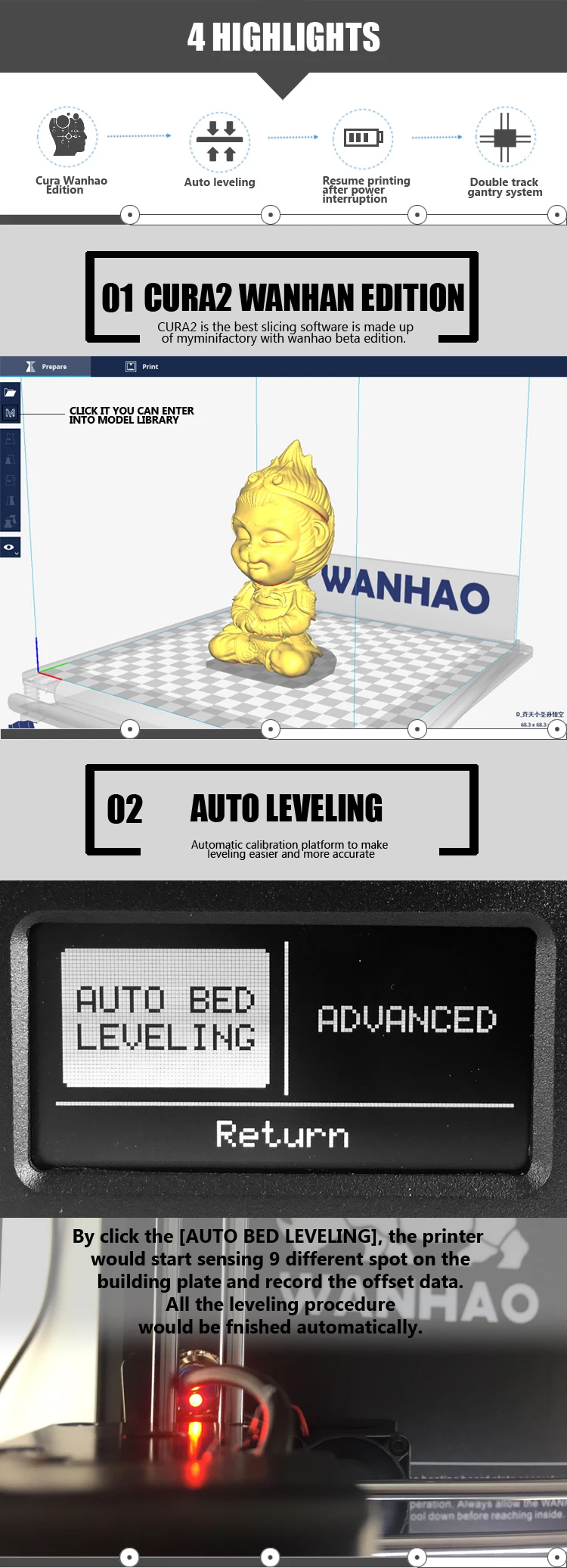 impresora 3d WANHAO D6plus kit 3D printer with auto leveling