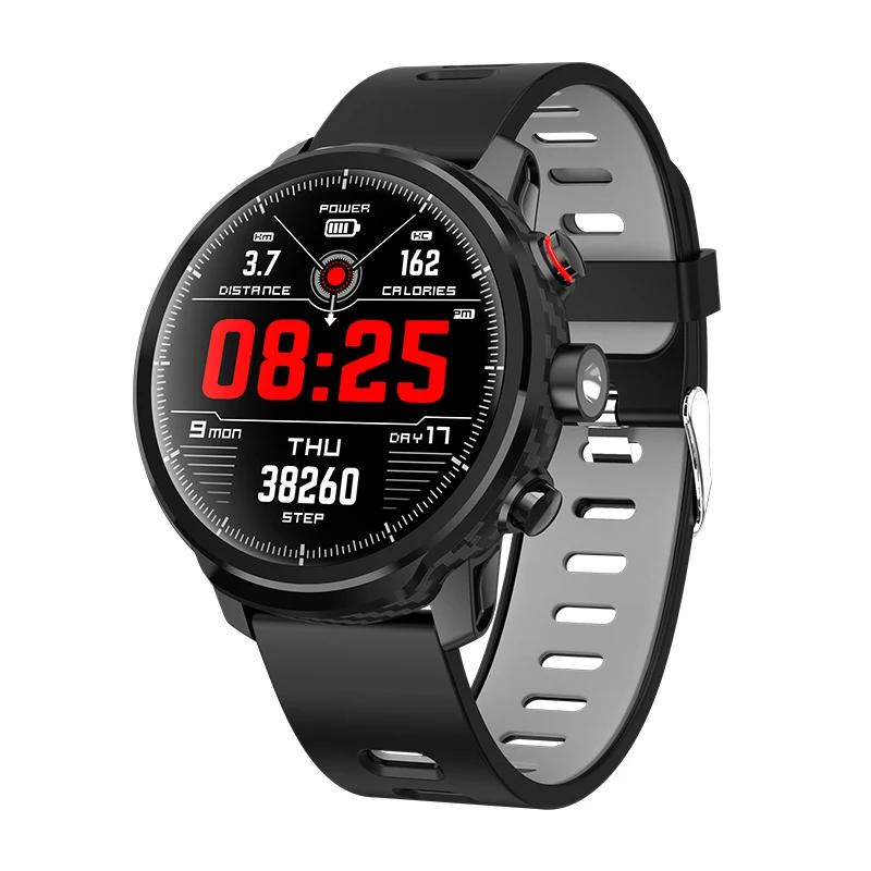 

new product full touch round screen waterproof with torchlight Smart watch L5 touch screen for sport men