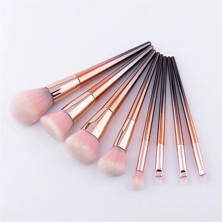 

Custom Logo Long Handle Rose Gold Makeup Brush Bling Brush, Pink
