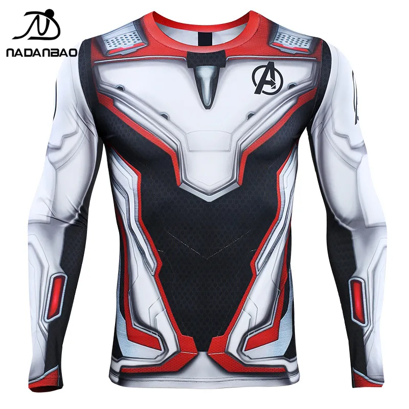 

NADANBAO 2019 hot sale marvel avengers quantum clothing fitness quick-drying long sleeve tight tops sports gym shirts for couple