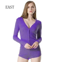 

Clothes Solid Color Long Sleeve Onesie Rompers Women Bodycon Short Jumpsuit