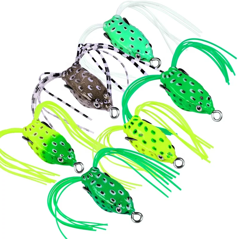 

Floating Frog Lure Plastic PVC Soft Bait Hollow Body Jumping Frogs Popper Fishing Tackle, 6 colors