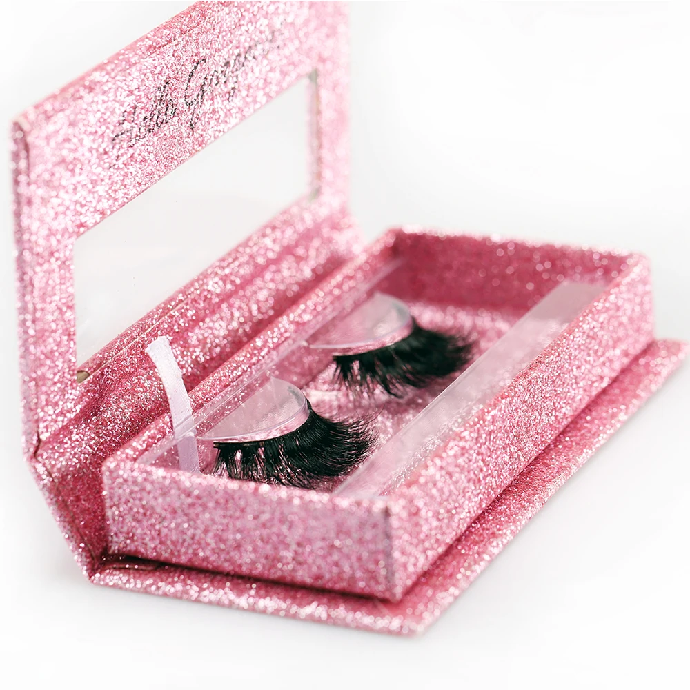 

100% Mink Lashes 25 mm Wispy Fluffy Lashes Real Siberian Mink 25mm Lashes with Customize Own, Black