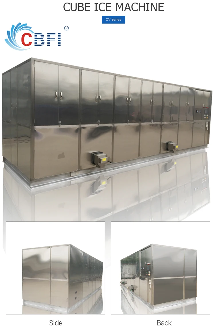 1 2 3 ton customized big clear crystal commercial automatic water cooling square ice cube maker plant ice cube making machine