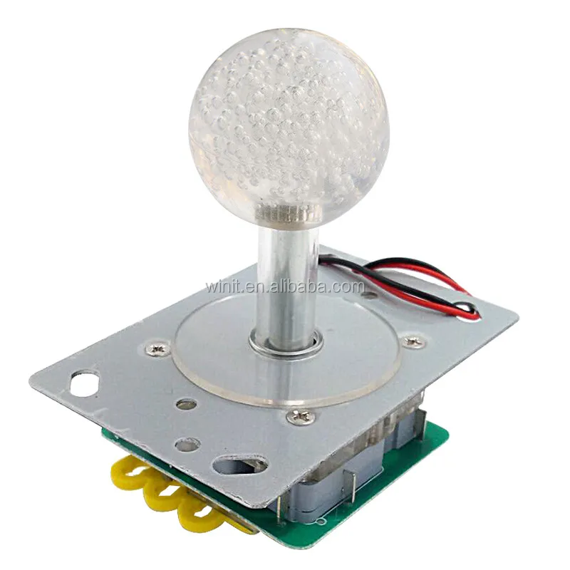 China Manufacturer DIY Arcade Game Machine Parts LED Illuminated Crystal Ball Top 4 Way Arcade Fighting Game Joystick